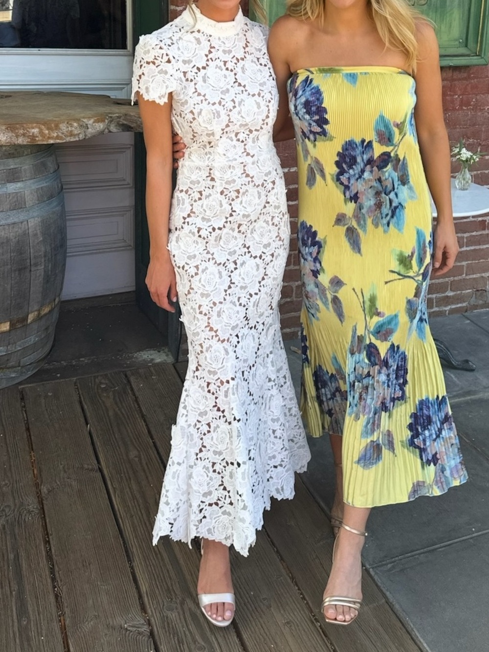 Self Portrait WHITE FLOWER LACE MIDI DRESS